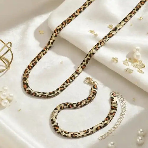Parure Zina, collier et bracelet léopard